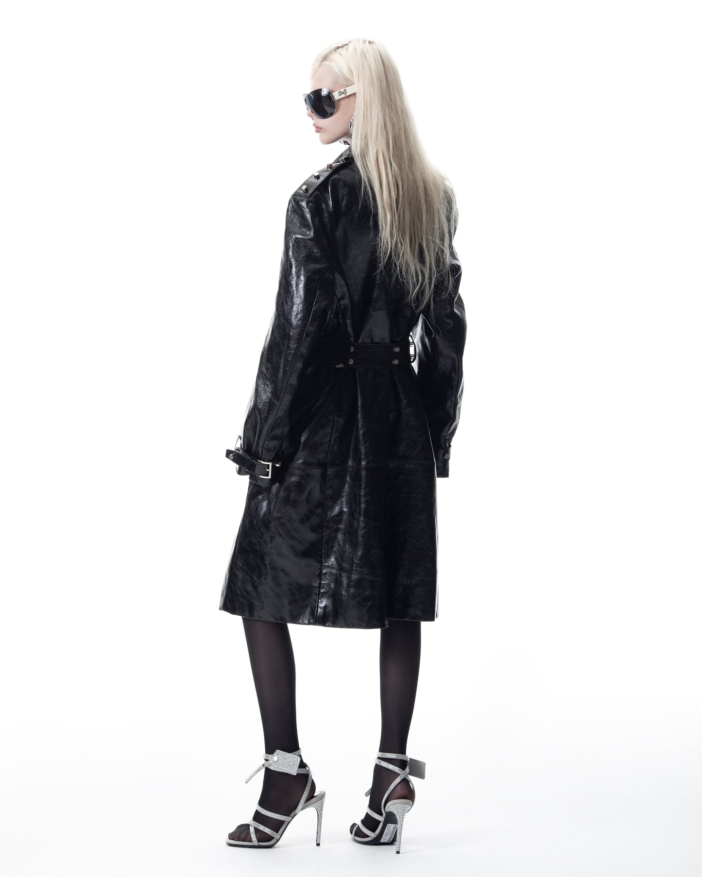 </2 LEATHER STUDDED TRENCH COAT