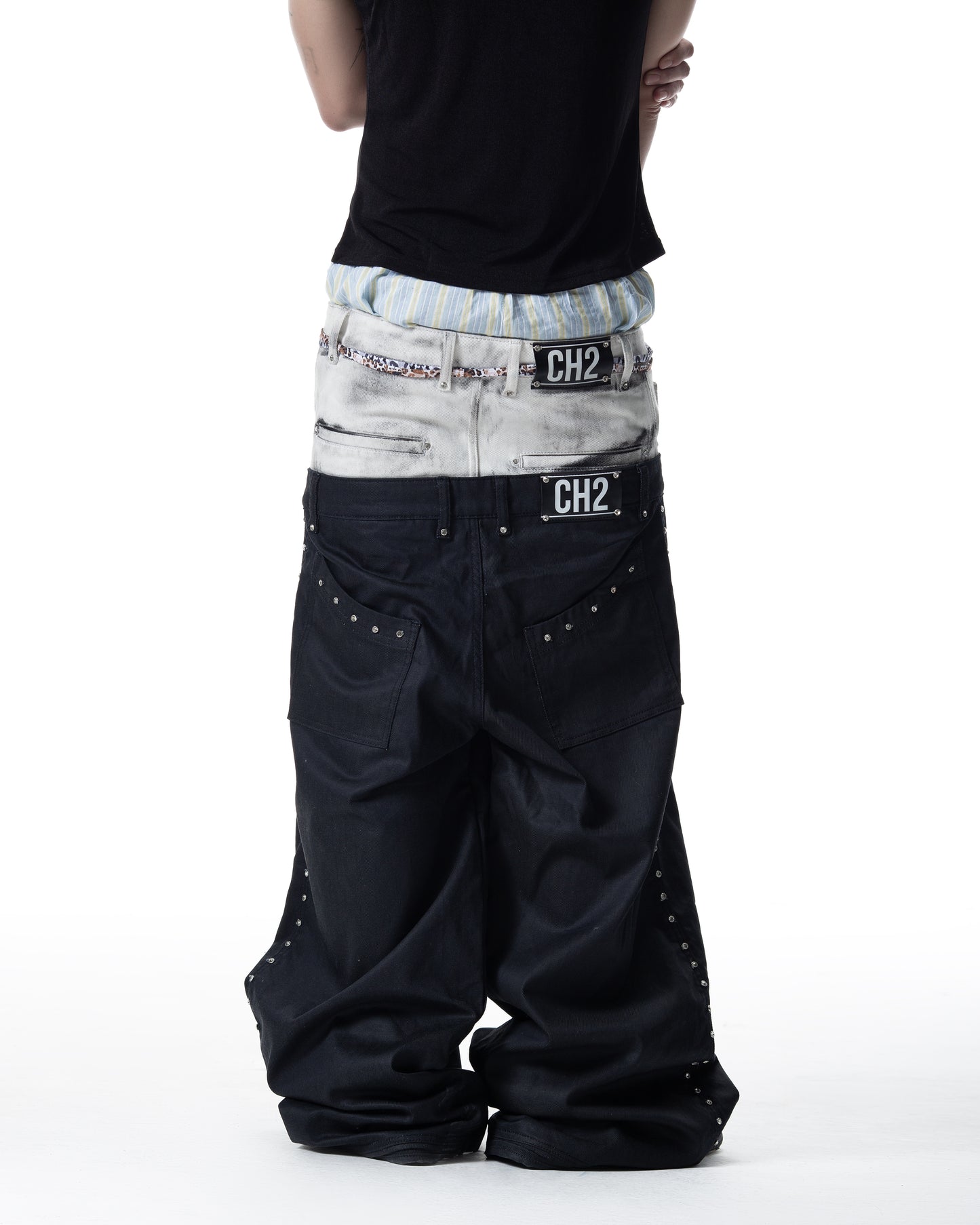 </2 DIRTY WHITE DOUBLE WAIST PANTS