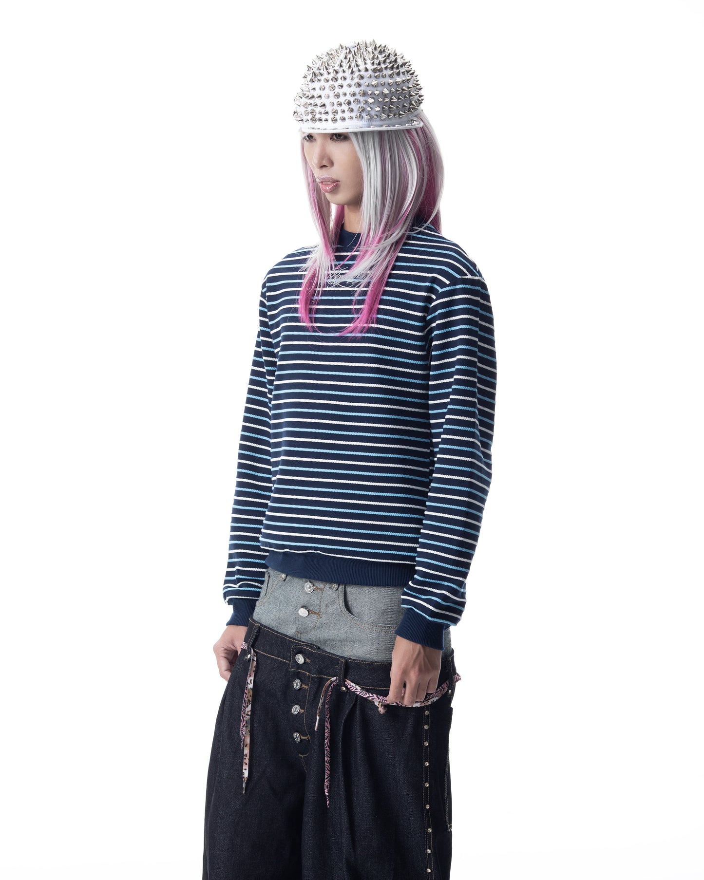 </2 BOYLIFE KNIT STRIPPED BLUE SWEATER