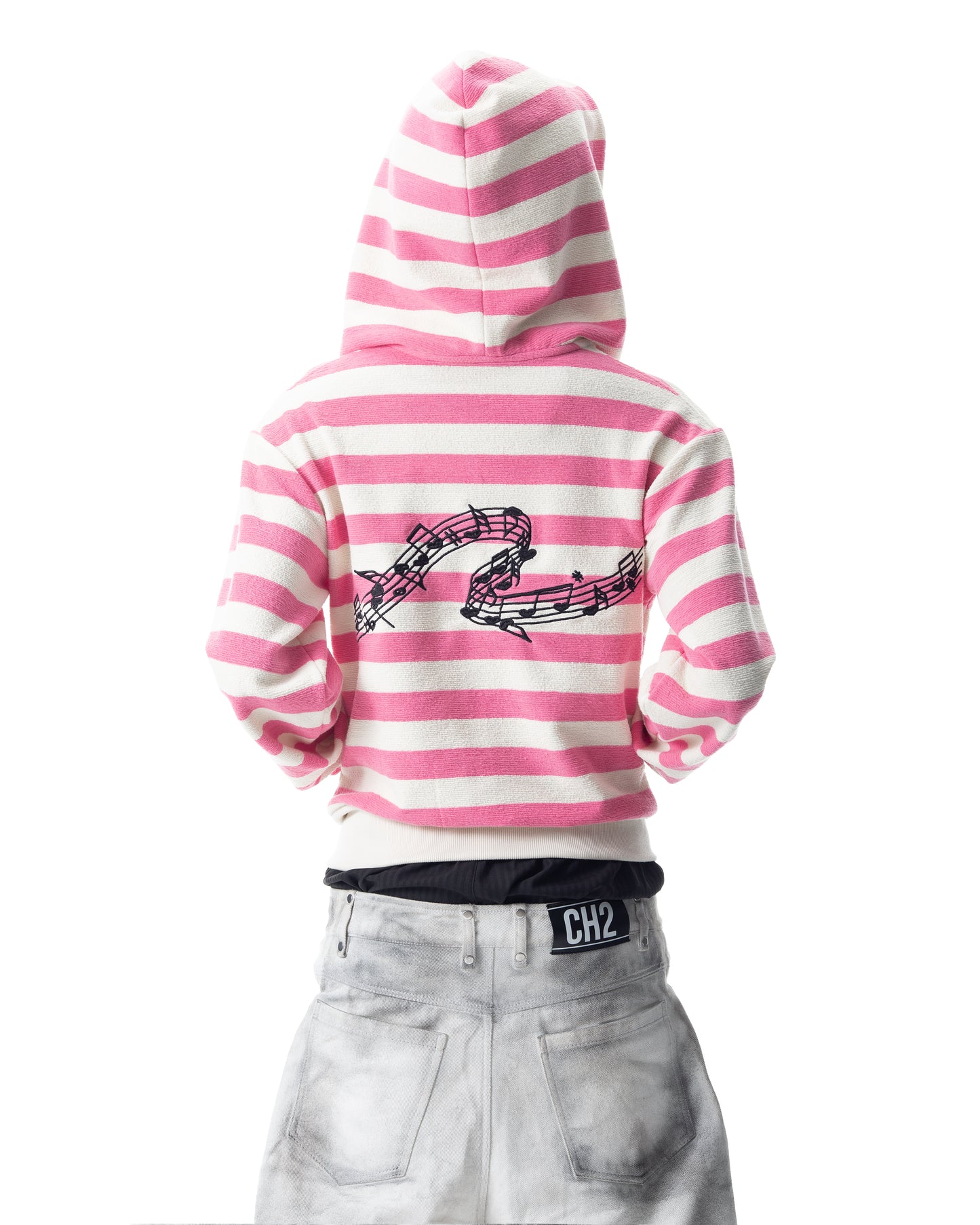 </2 MUSIC KNIT STRIPPED HOODIE ZIP UP