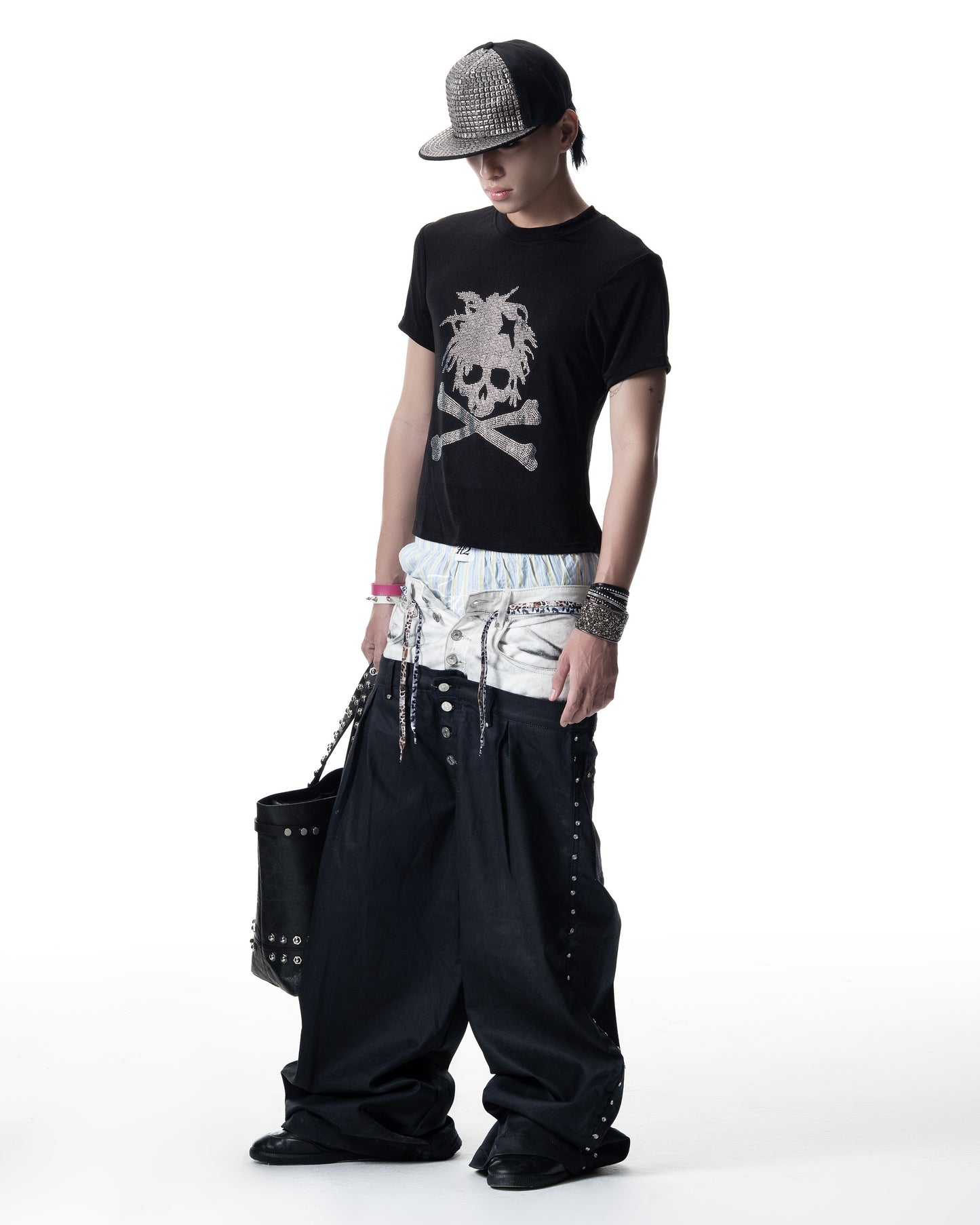 </2 DIRTY WHITE DOUBLE WAIST PANTS