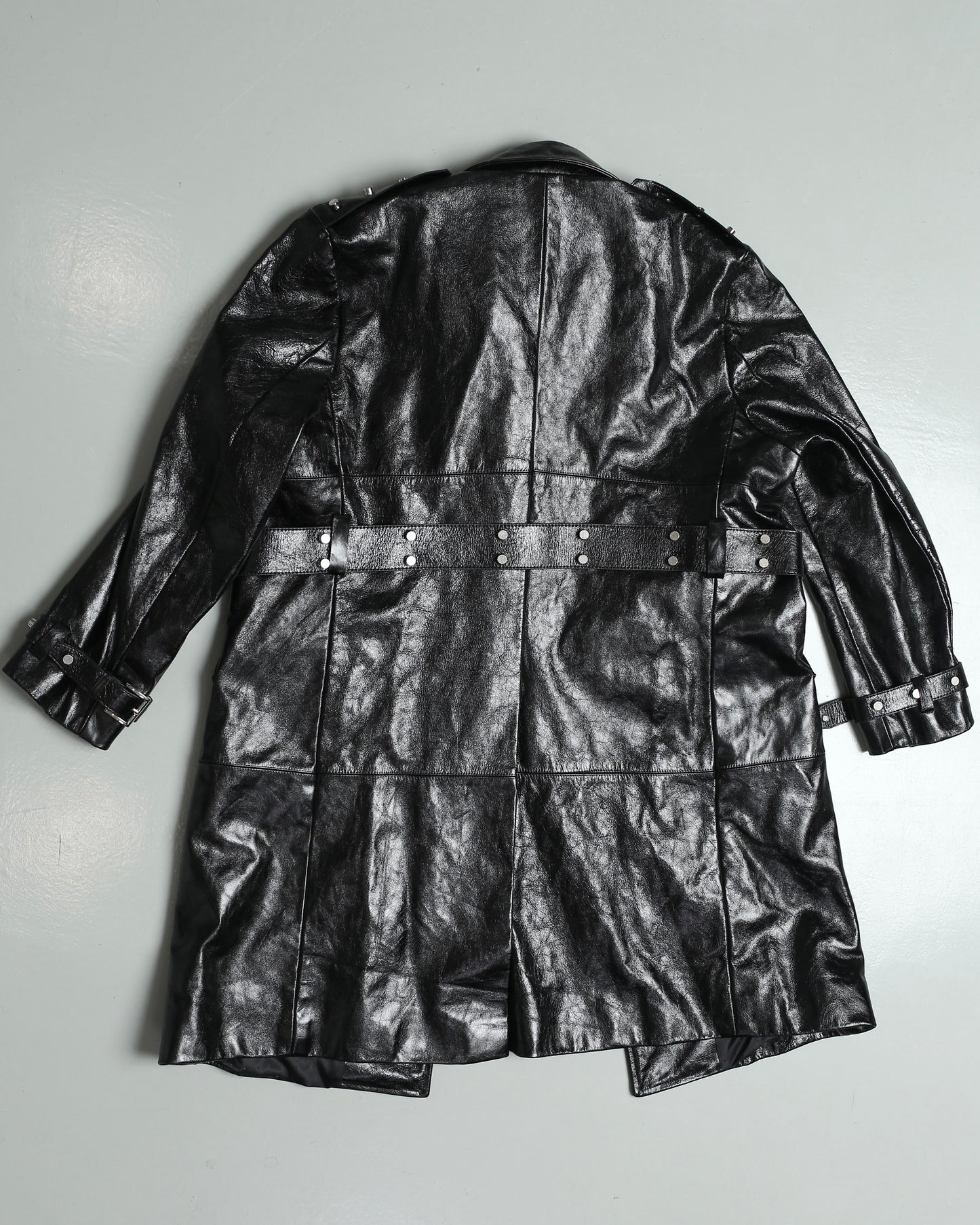 </2 LEATHER STUDDED TRENCH COAT