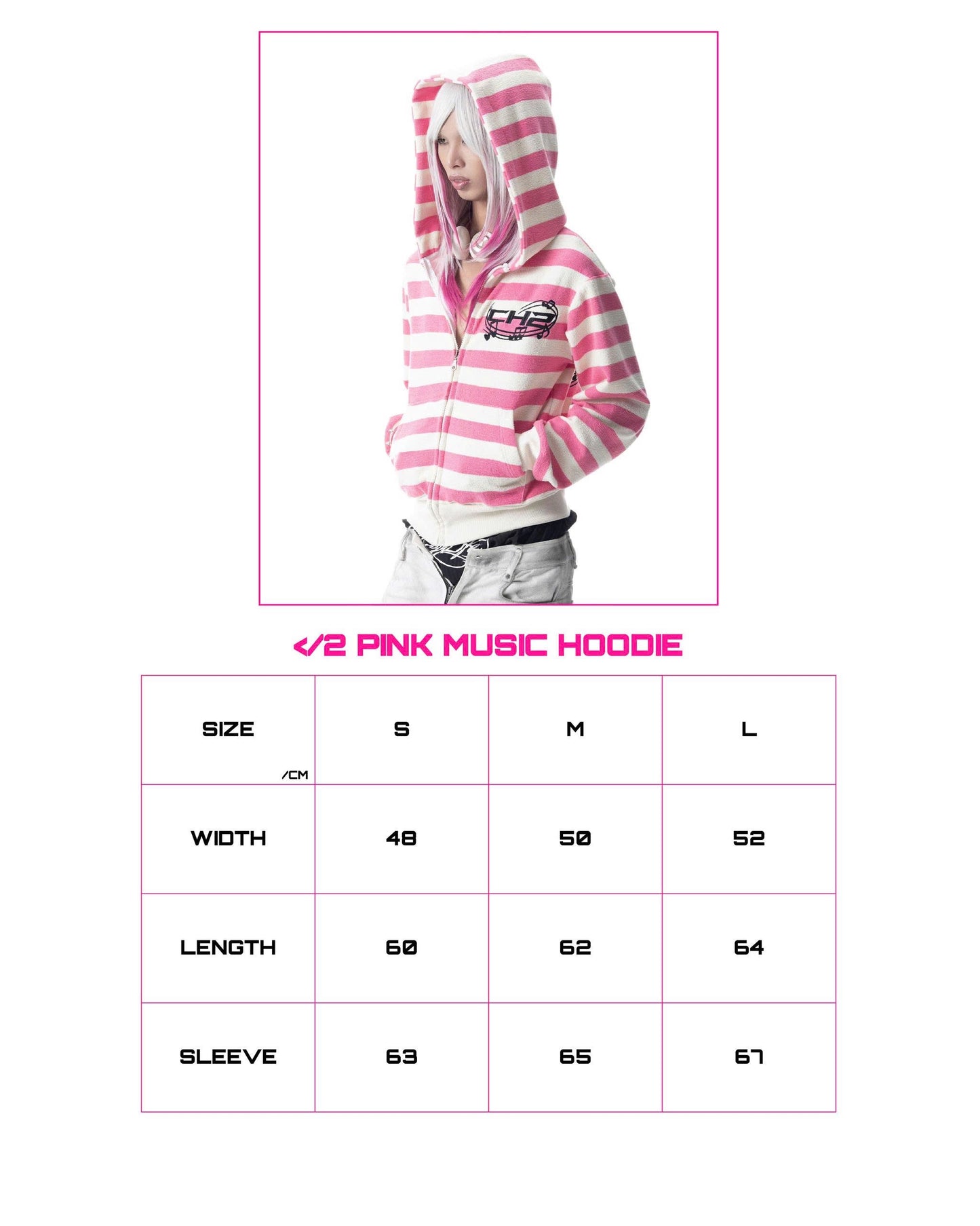 </2 MUSIC KNIT STRIPPED HOODIE ZIP UP