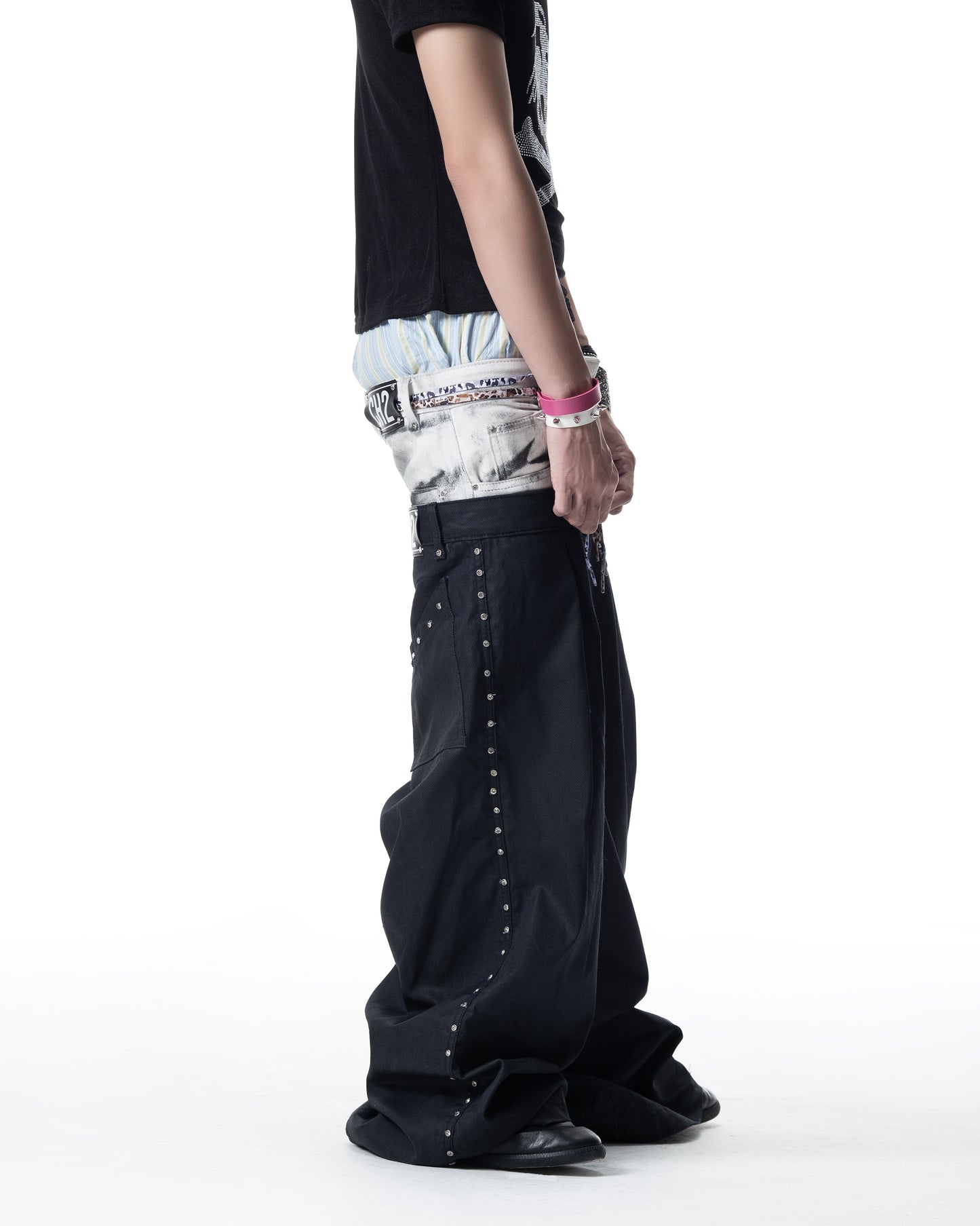 </2 DIRTY WHITE DOUBLE WAIST PANTS