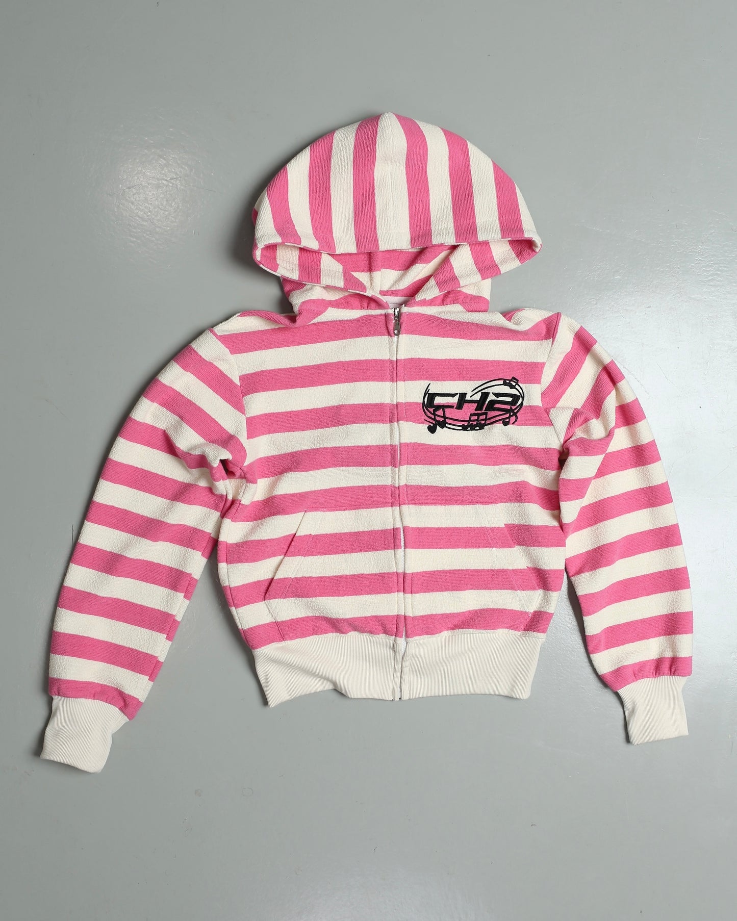 </2 MUSIC KNIT STRIPPED HOODIE ZIP UP