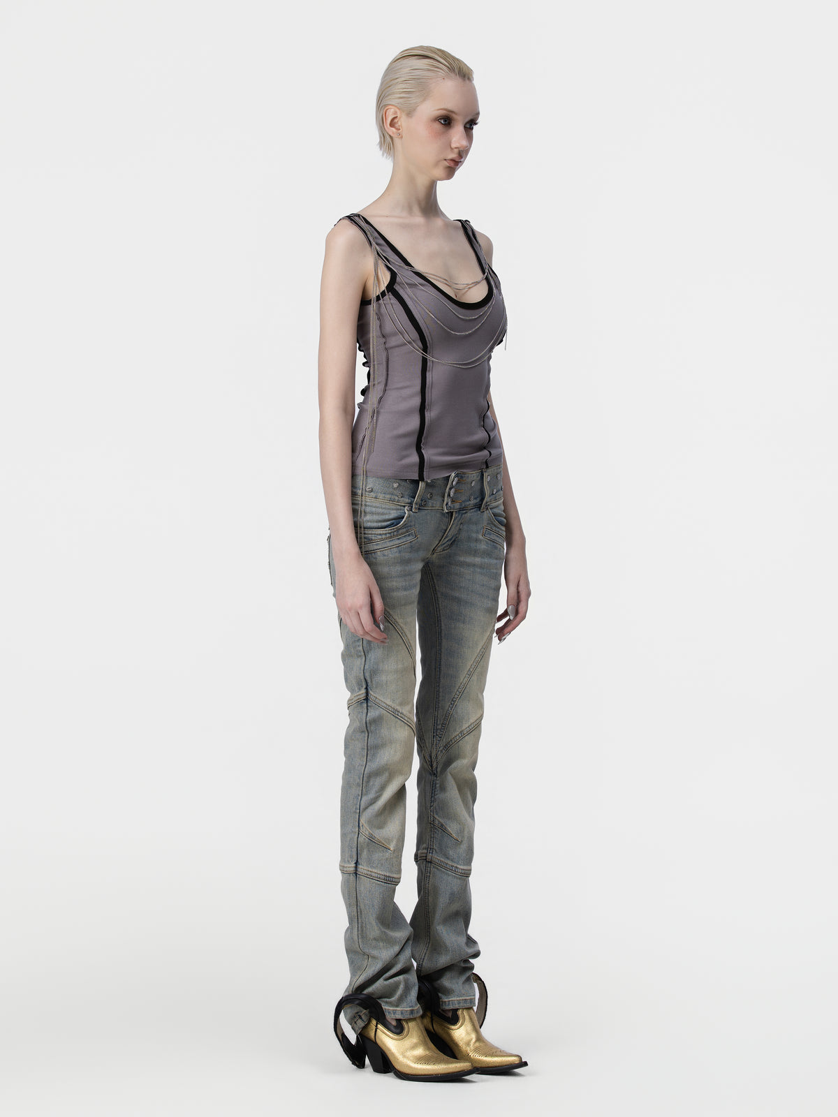 Draped Chain Tank Top