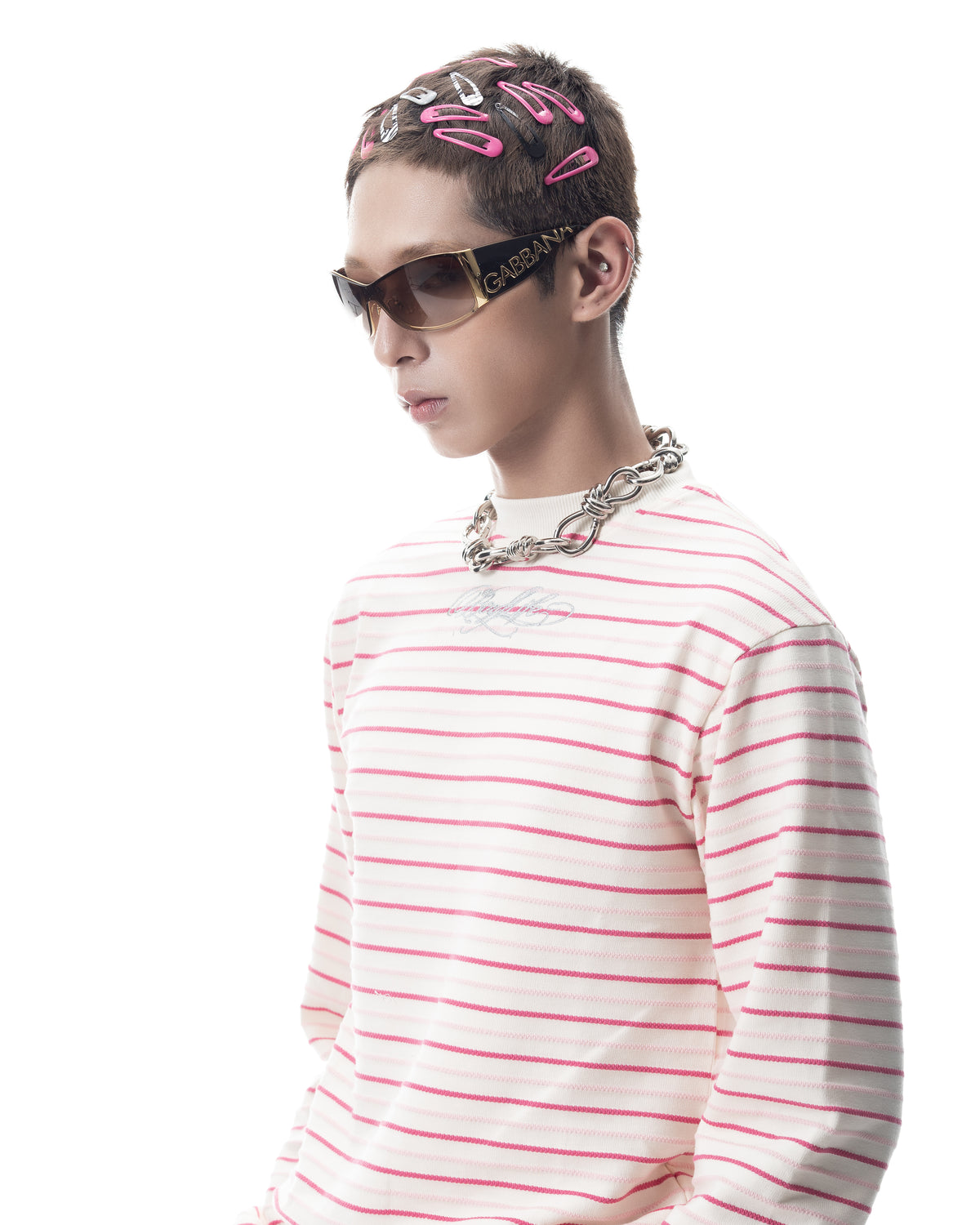 </2 BOYLIFE KNIT STRIPED PINK SWEATER