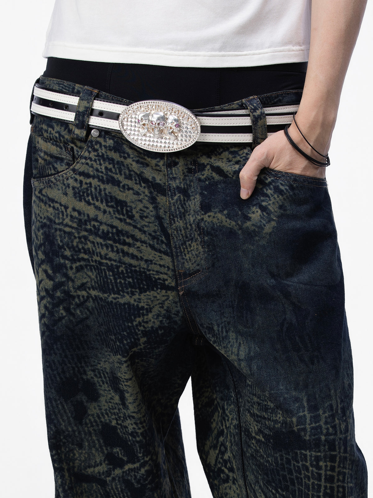 BOYPHO & QUYCO TRINITY SKULL LEATHER BELT (ONE OF ONE)