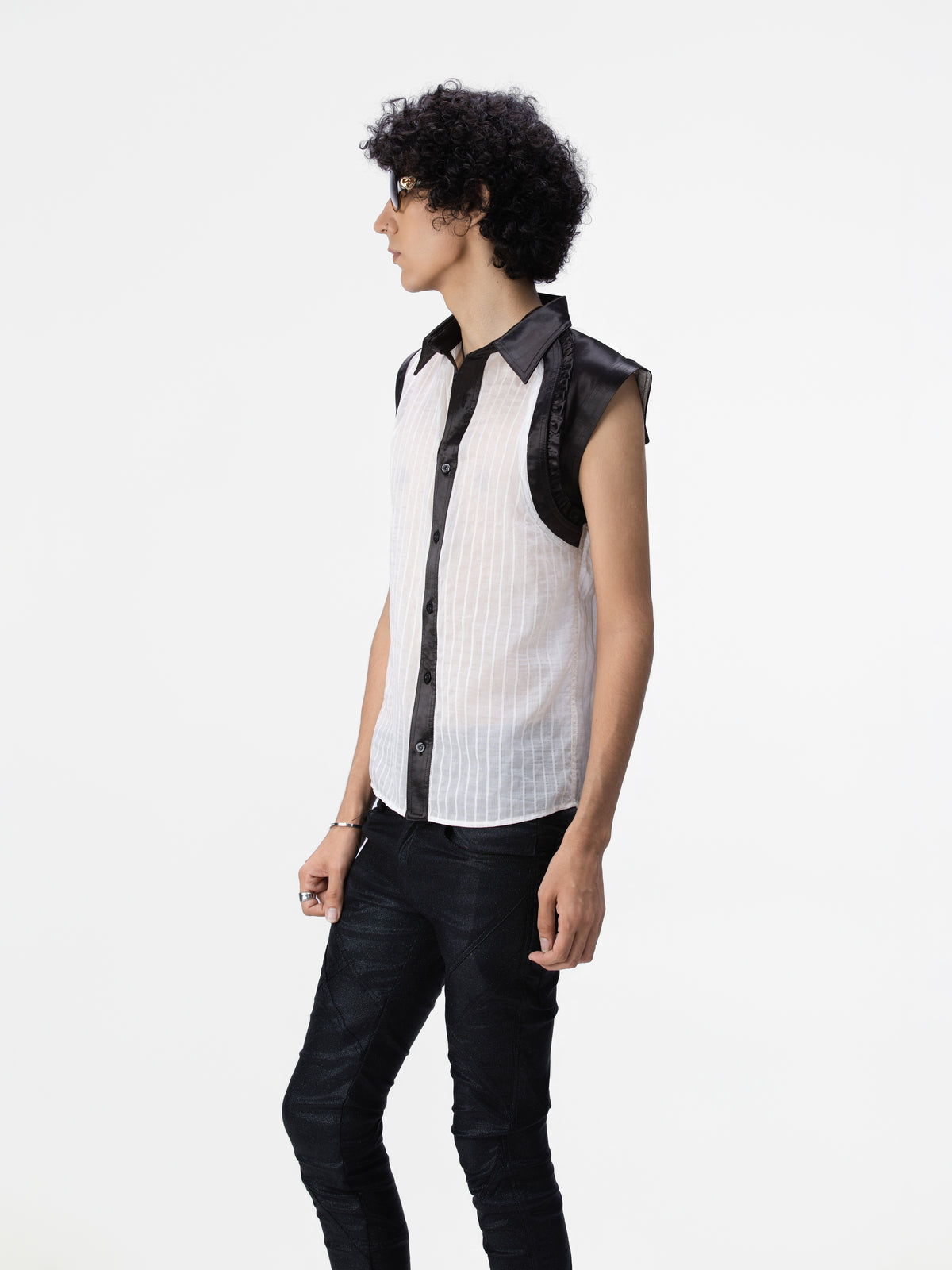 BOYPHO Asymmetric Pinstripe Shirt