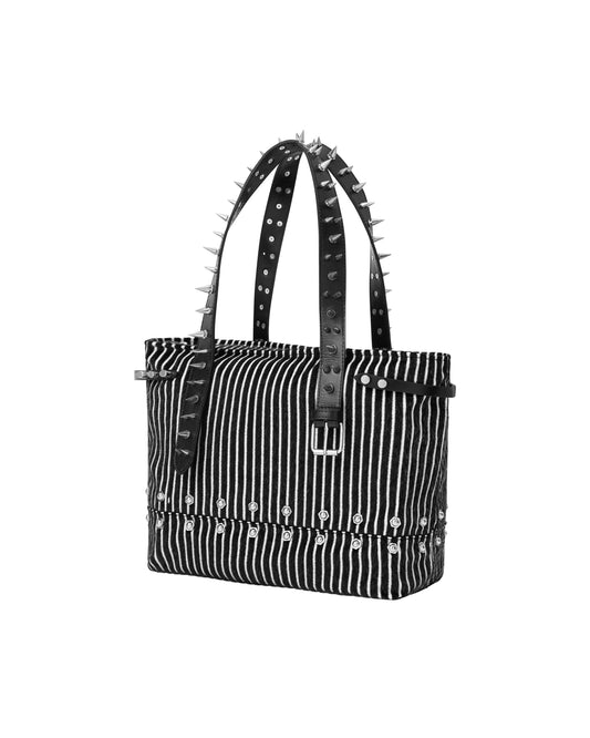FUR STRIPE SPIKE TOTE