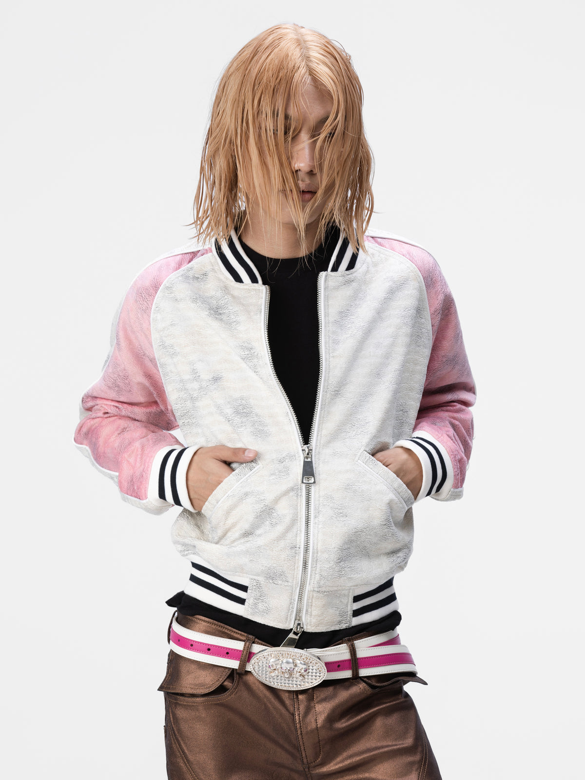 Boy Pho Bomber Jacket (Pink/White)