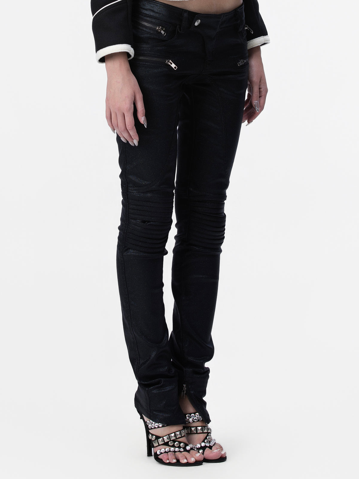 Glitter Low-Rise Biker Pants