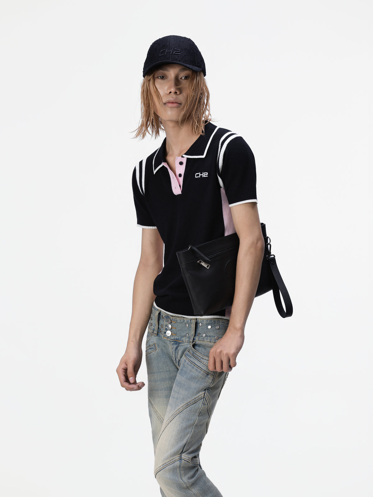 BOYPHO Knit Polo (Pink/Black)