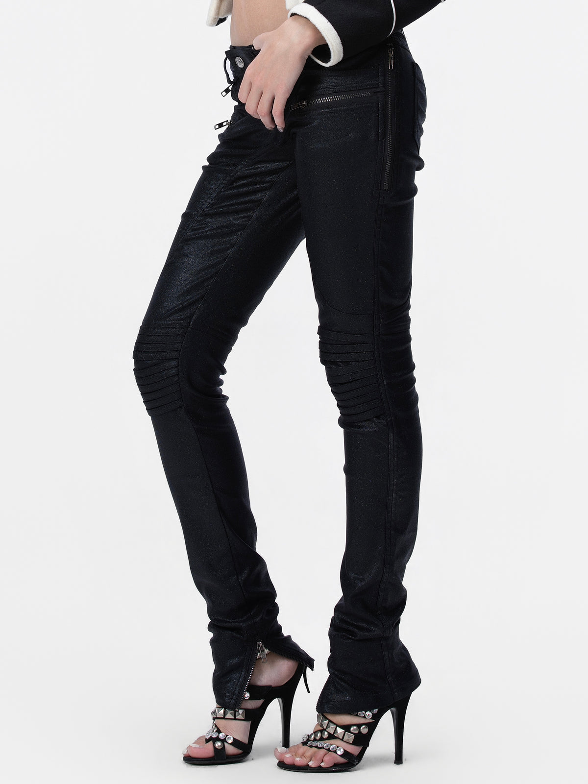 Glitter Low-Rise Biker Pants
