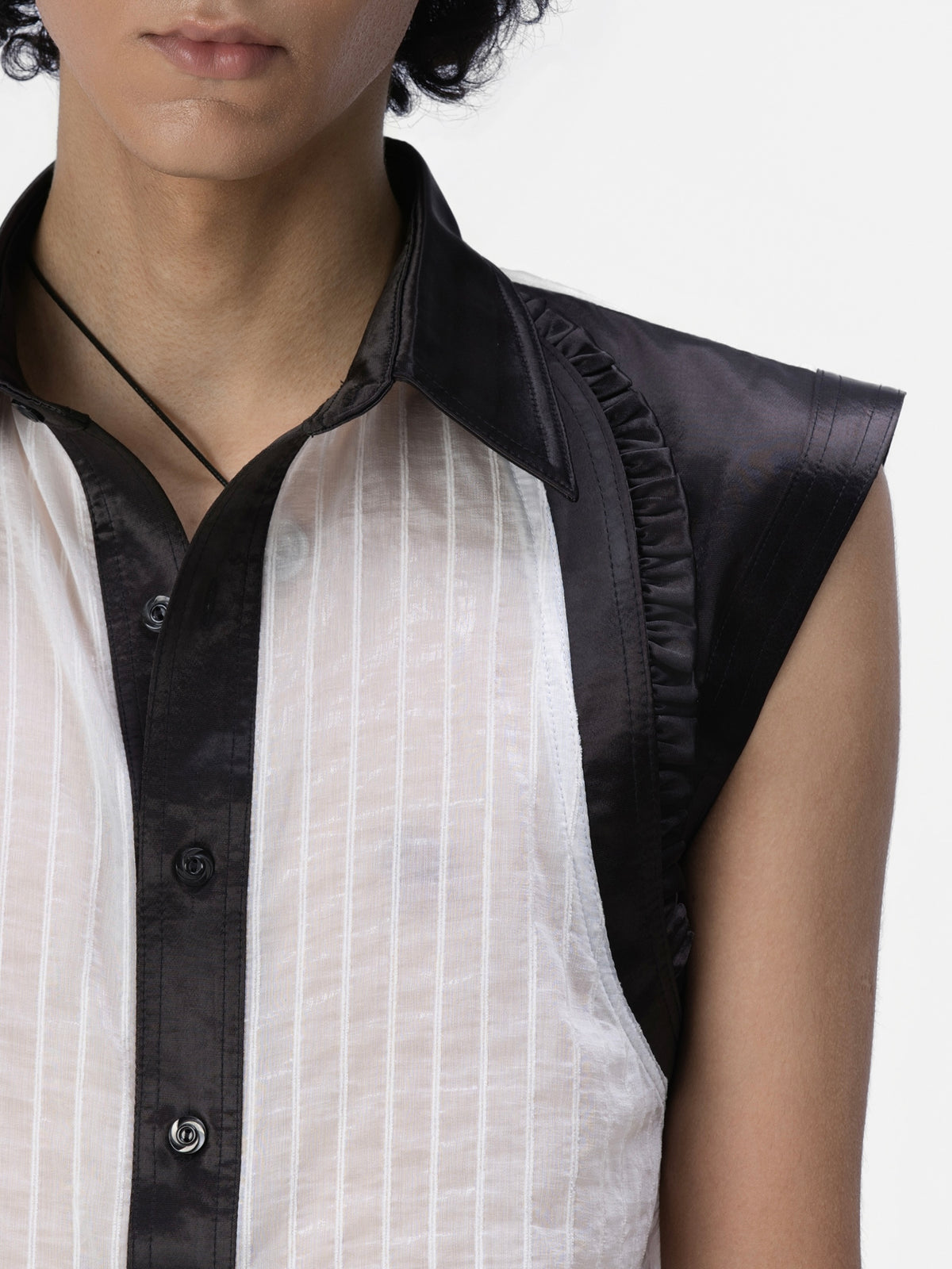BOYPHO Asymmetric Pinstripe Shirt