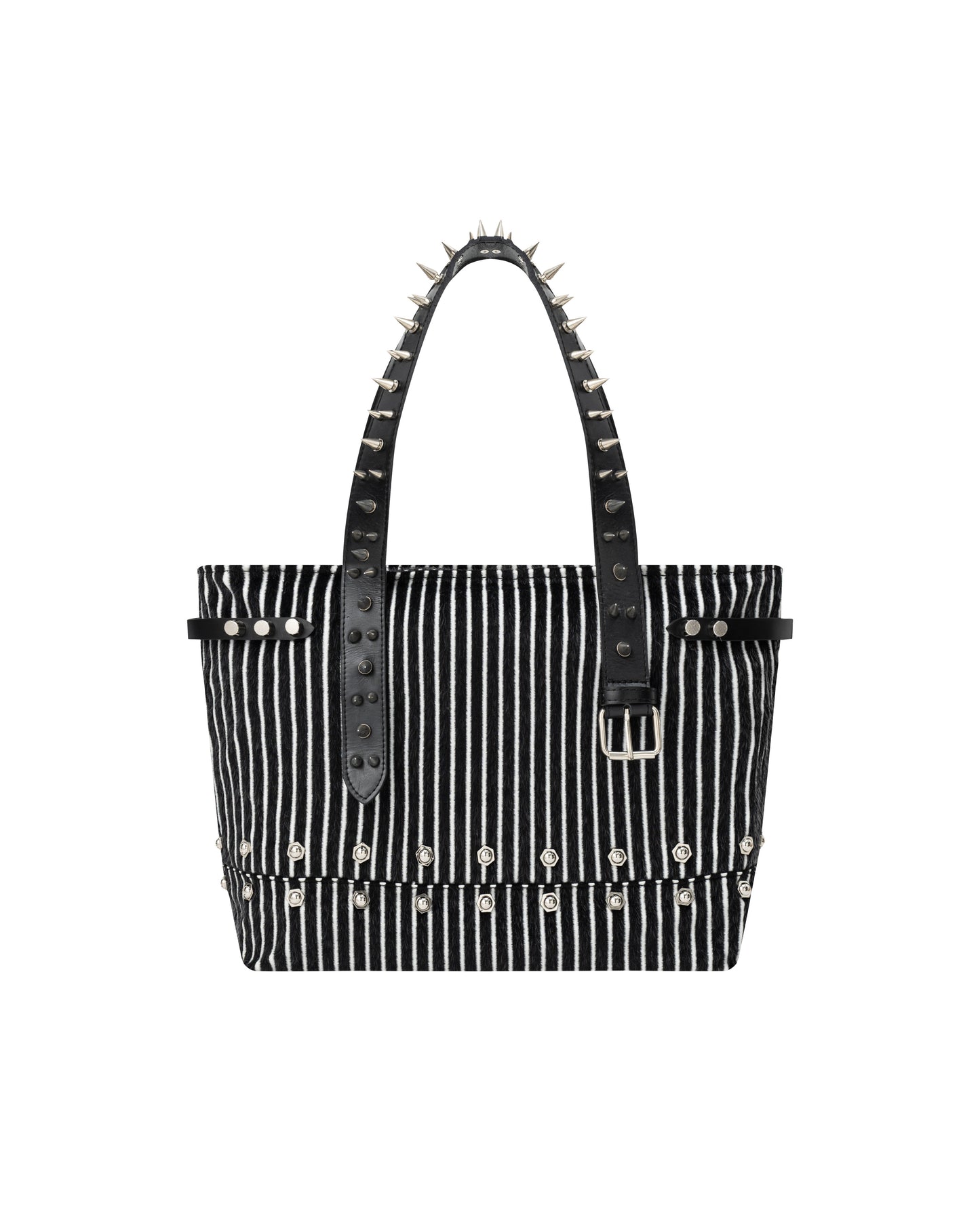 FUR STRIPE SPIKE TOTE
