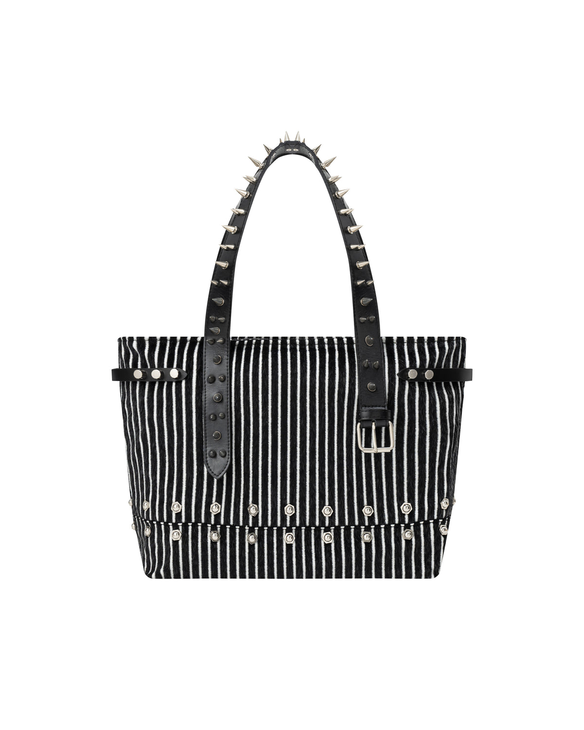 FUR STRIPE SPIKE TOTE