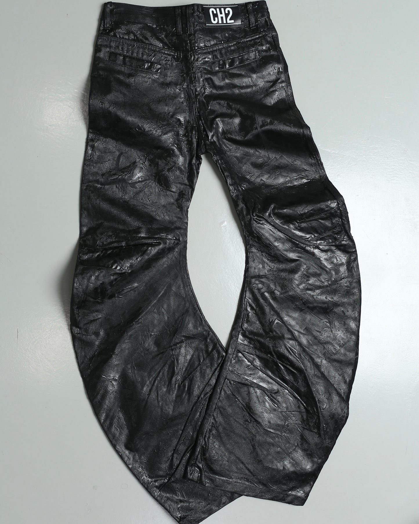 </2 BLACK WAXED FLARE JEANS