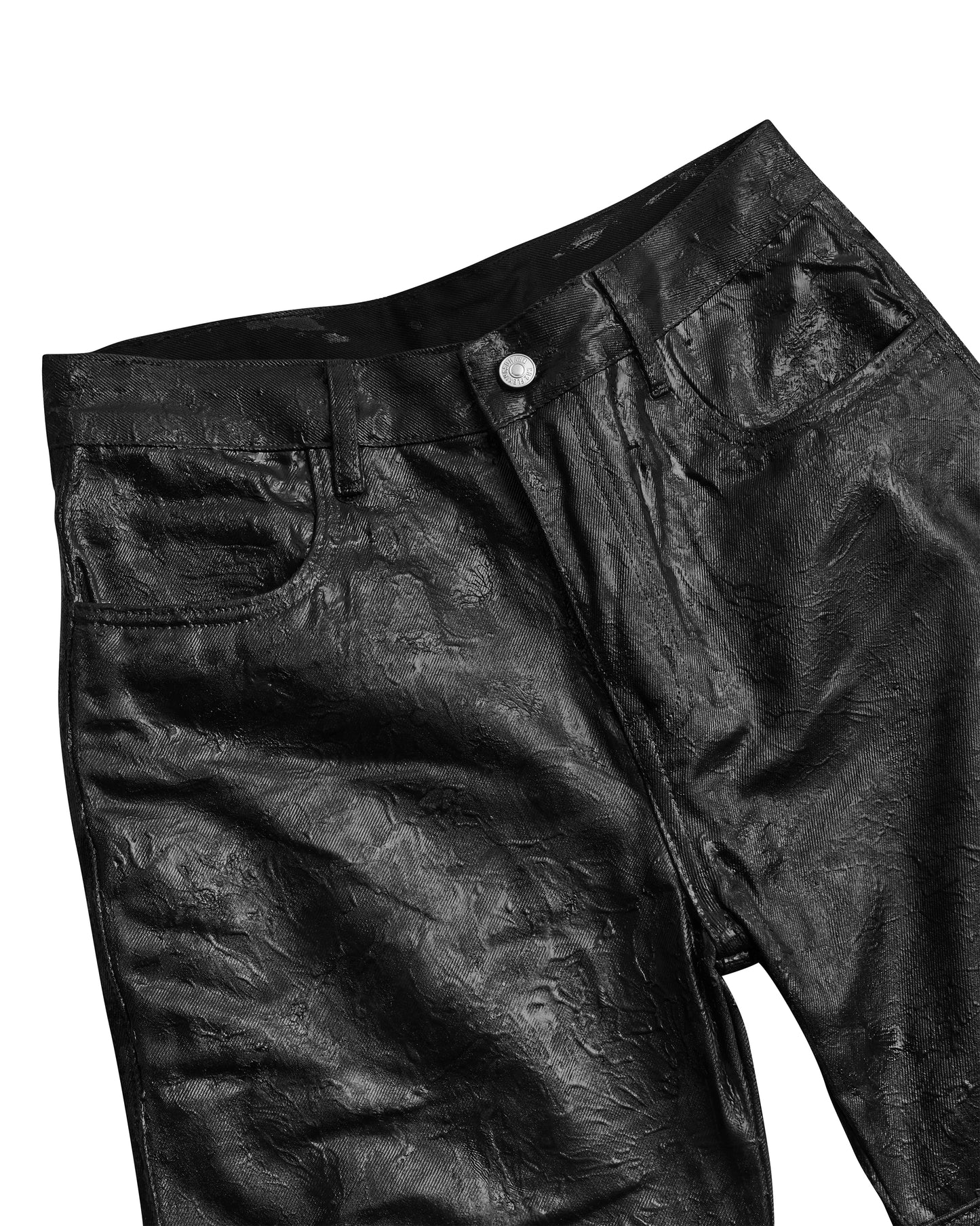 </2 BLACK WAXED FLARE JEANS