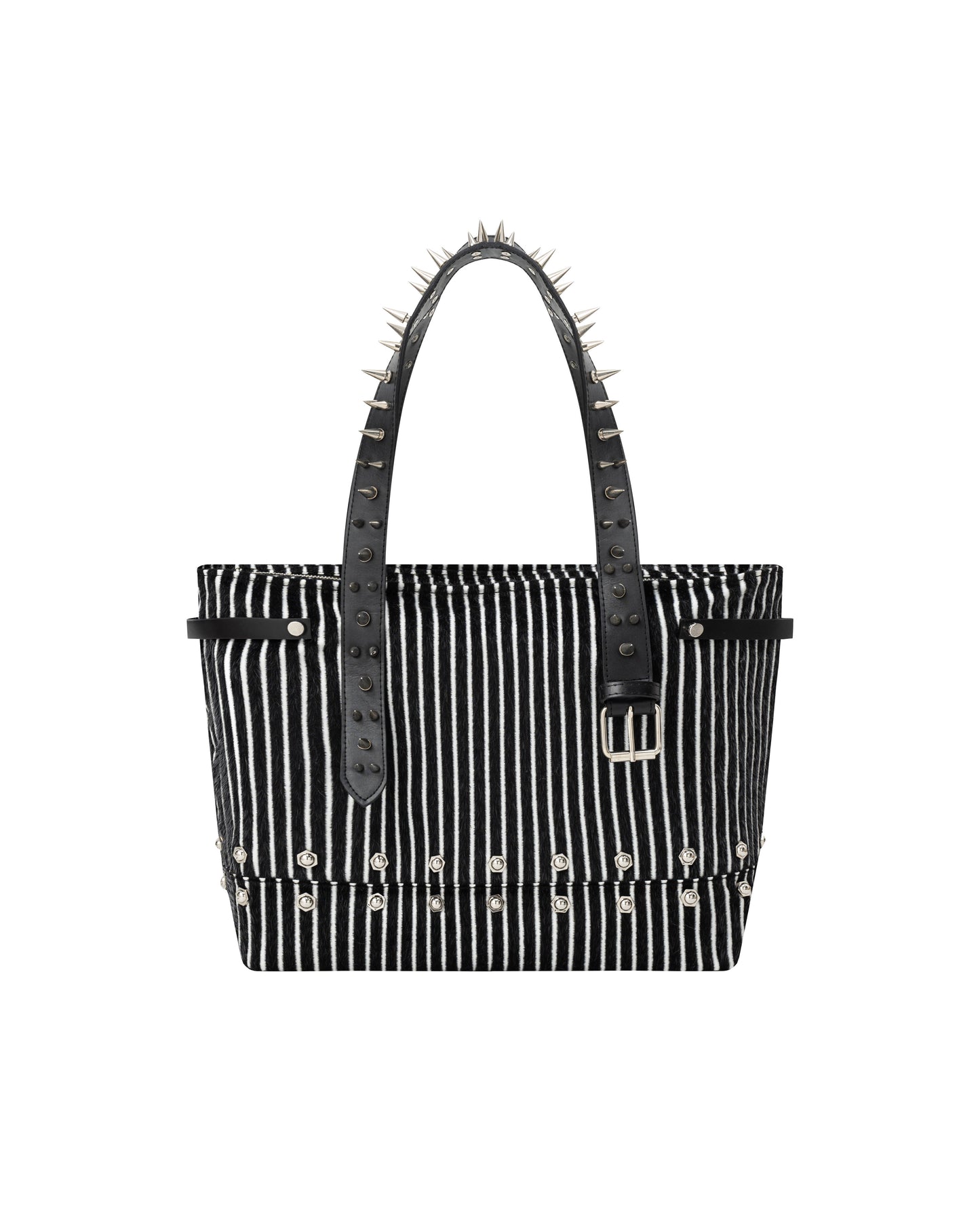 FUR STRIPE SPIKE TOTE