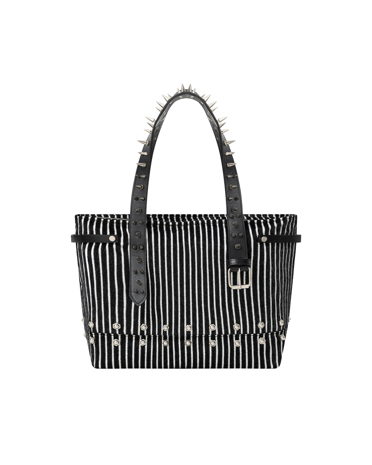 FUR STRIPE SPIKE TOTE