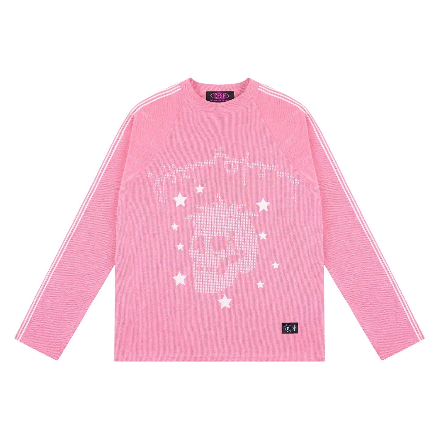 Pink "TOO MUCH FLEX" Sparkly Track Long Sleeve