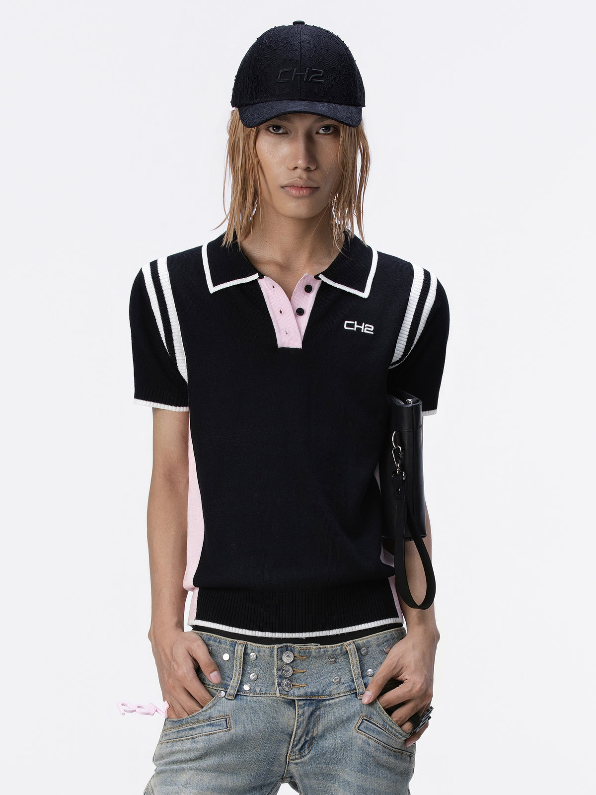 BOYPHO Knit Polo (Pink/Black)