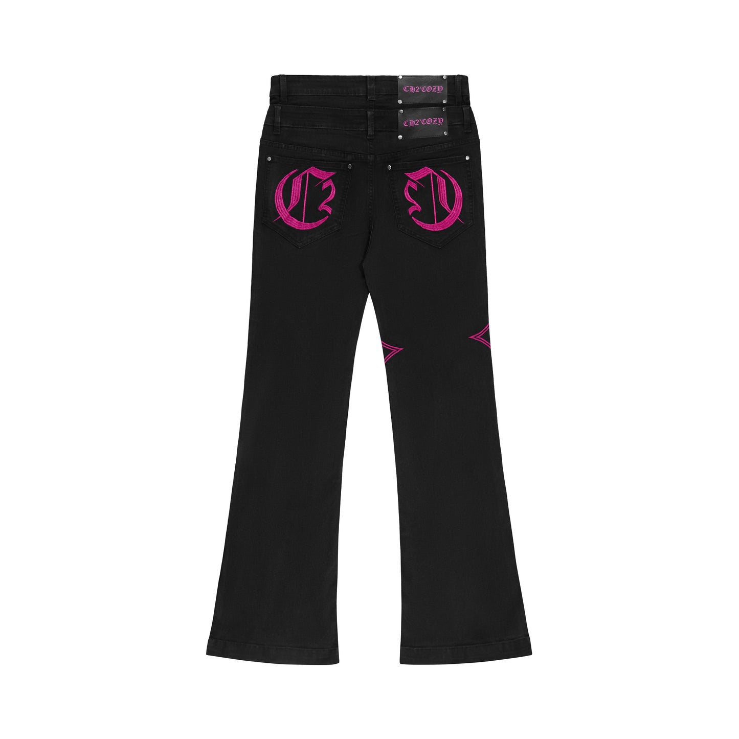 BLACK DOUBLE C CROSS FLARE JEANS (CH2 X COZY)