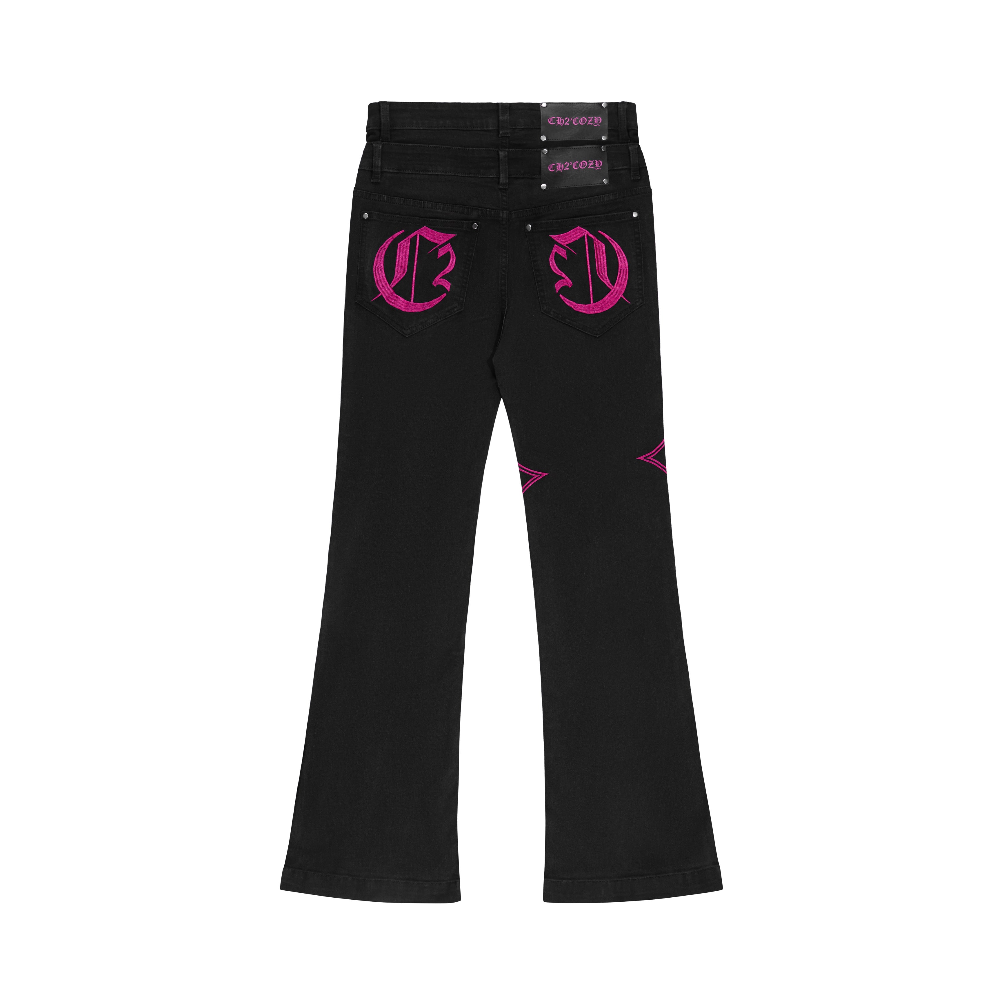 デニム・ジーパン DOUBLE C CROSS PINK FLARE JEANS ( COZY X CH2) DOUBLE C CROSS PINK FLARE JEANS ( COZY X CH2) – COZY WORLDWIDE