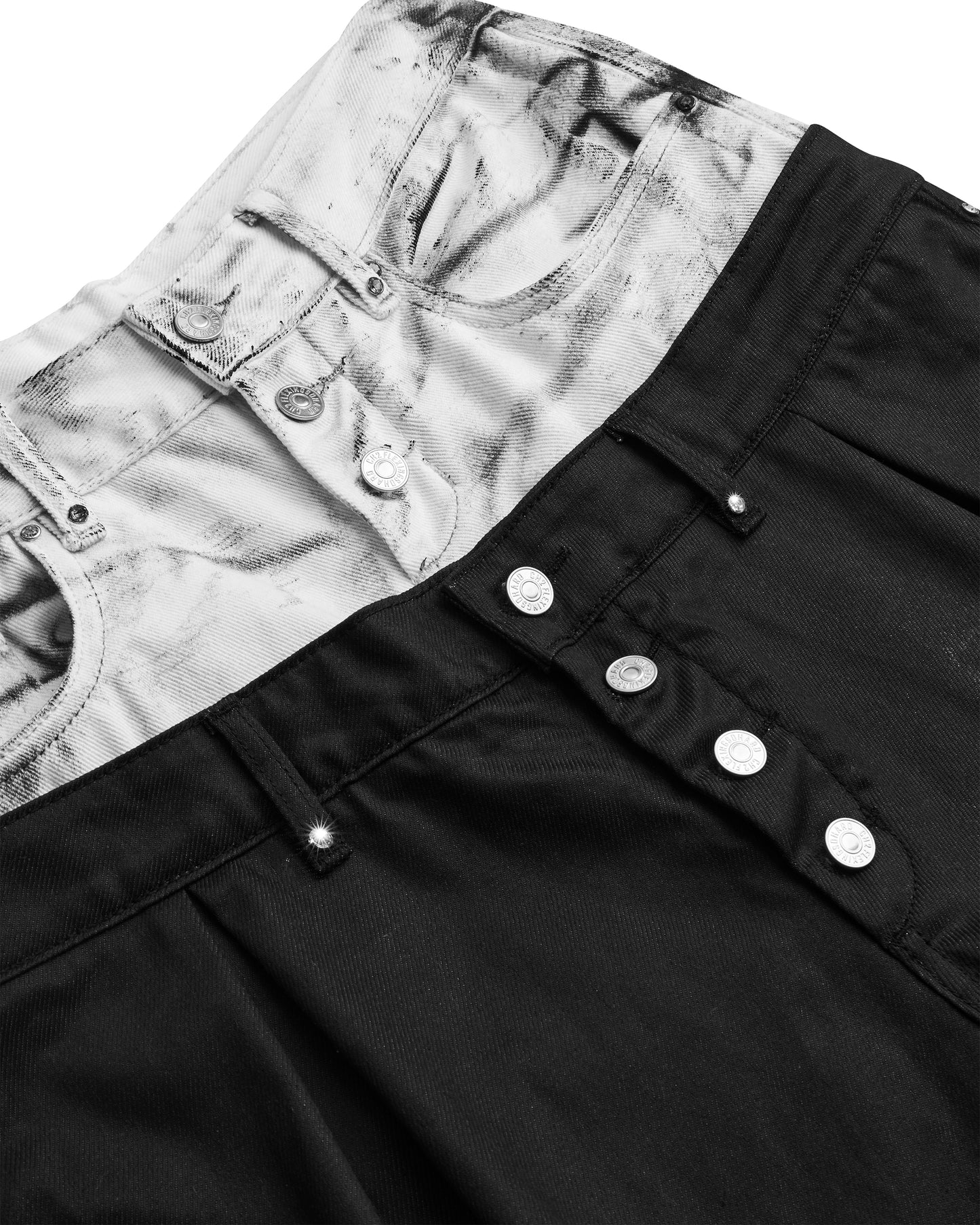 </2 DIRTY WHITE DOUBLE WAIST PANTS