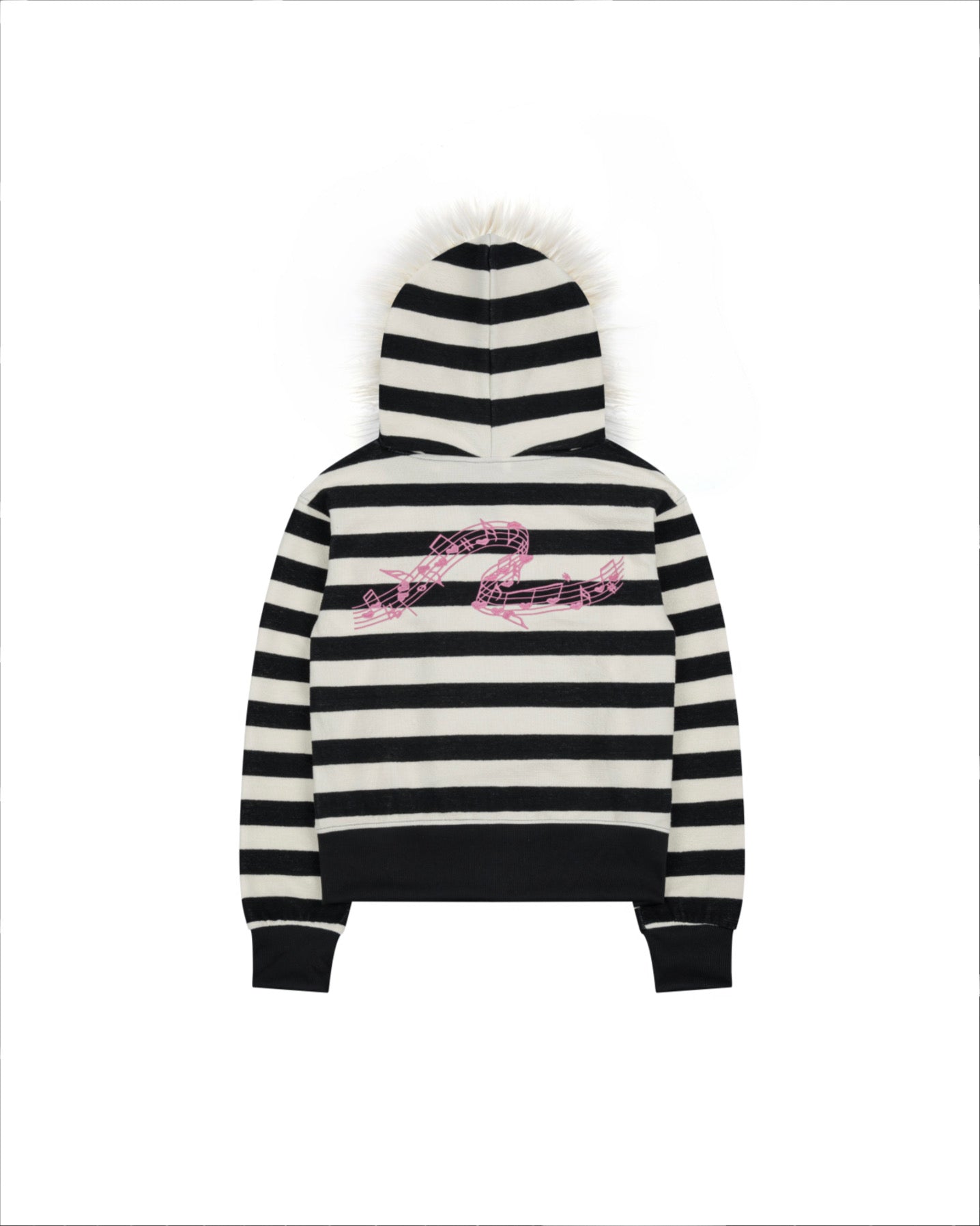 </2 STRIPED FUR ZIP UP HOODIE