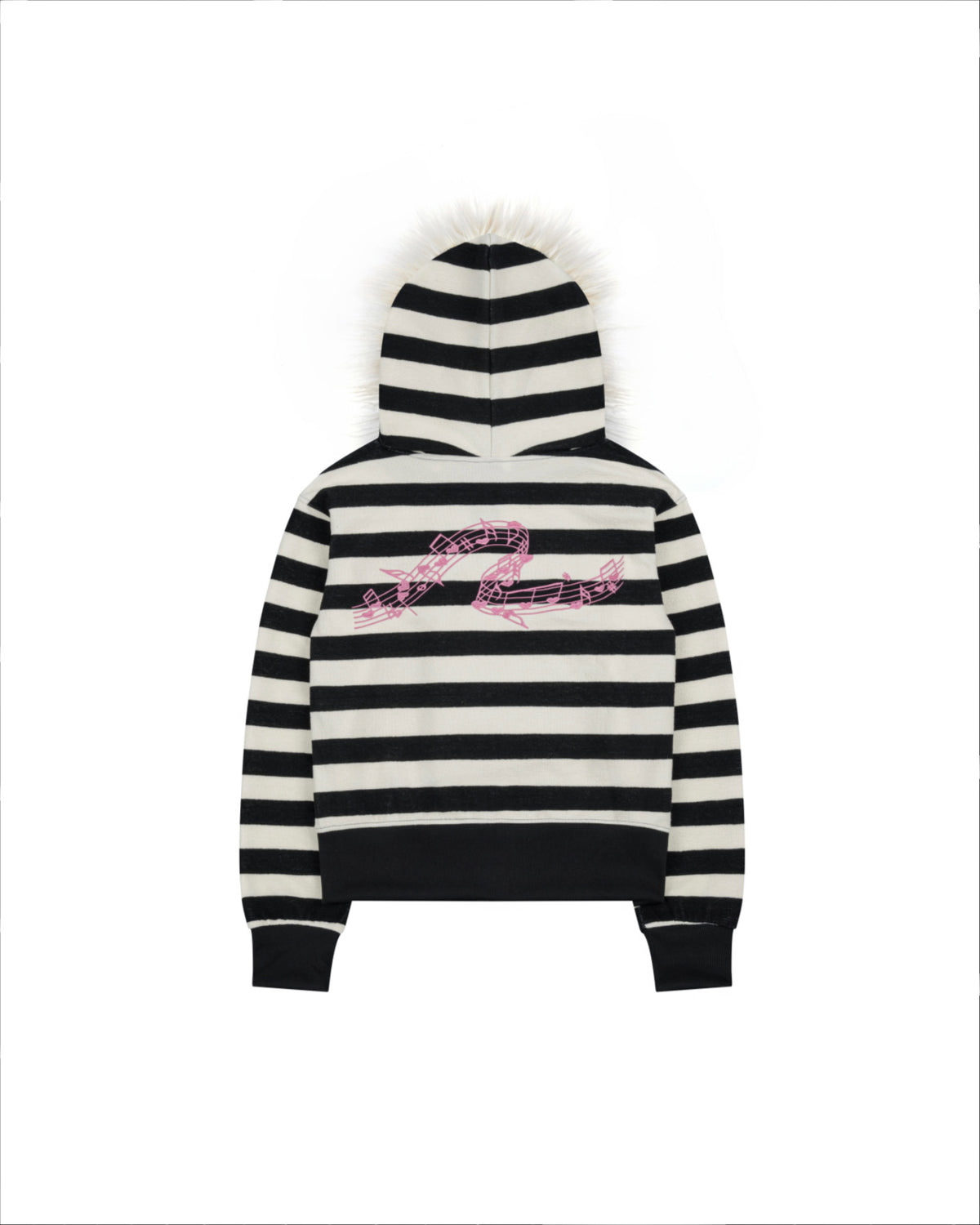</2 STRIPED FUR ZIP UP HOODIE
