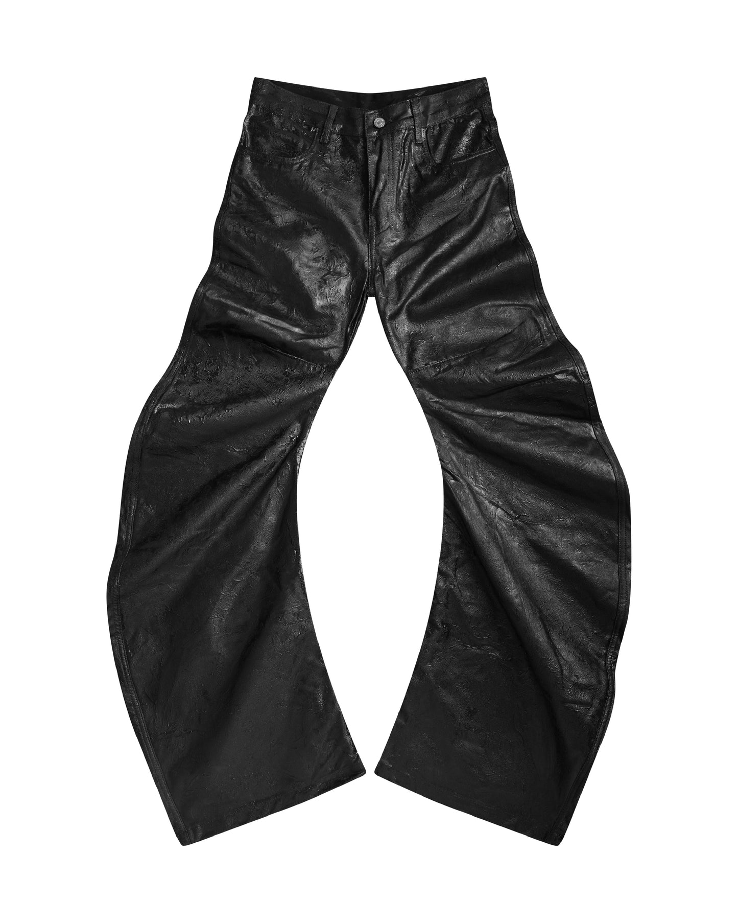 </2 BLACK WAXED FLARE JEANS