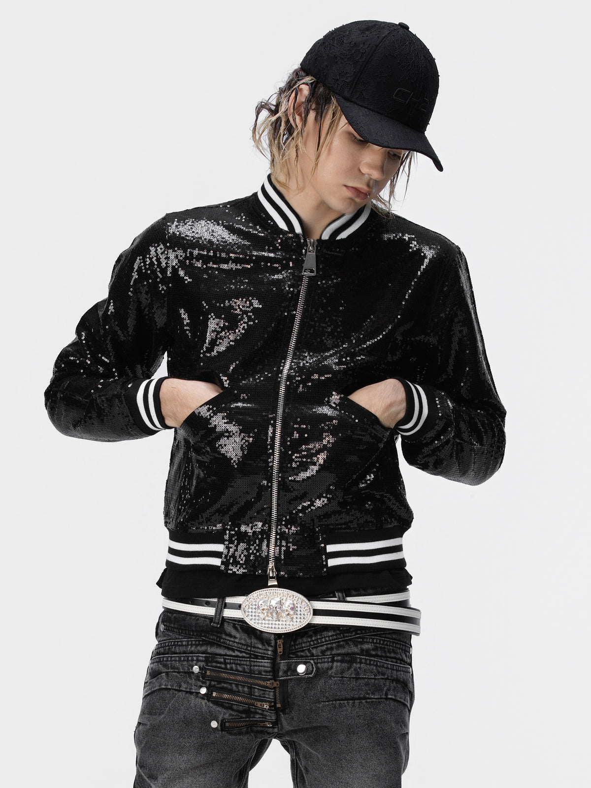 BOYPHO Sequin Bomber Jacket