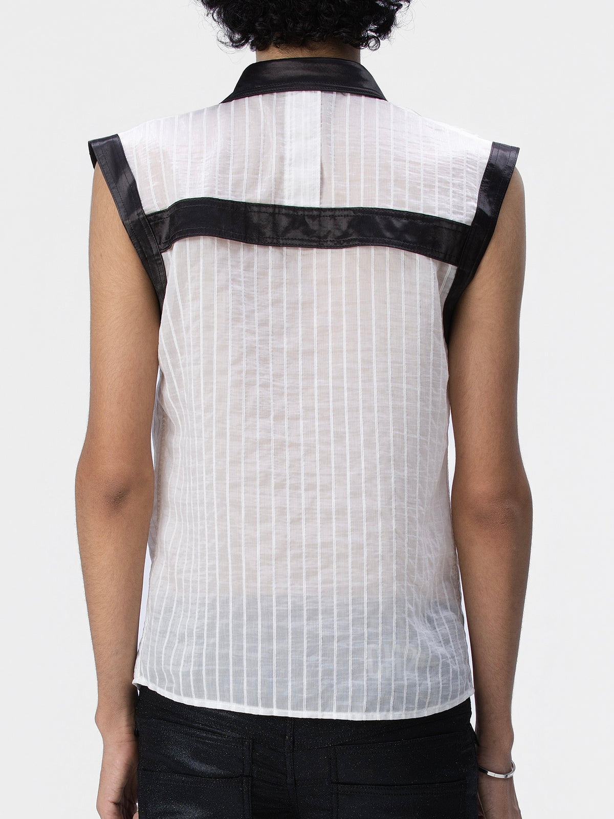 BOYPHO Asymmetric Pinstripe Shirt