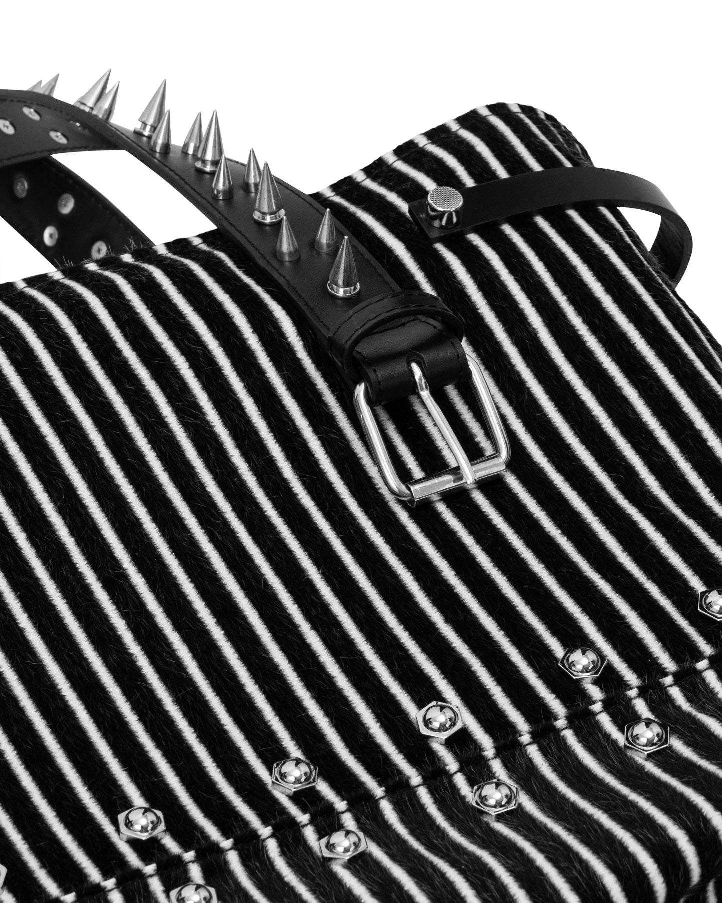 FUR STRIPE SPIKE TOTE