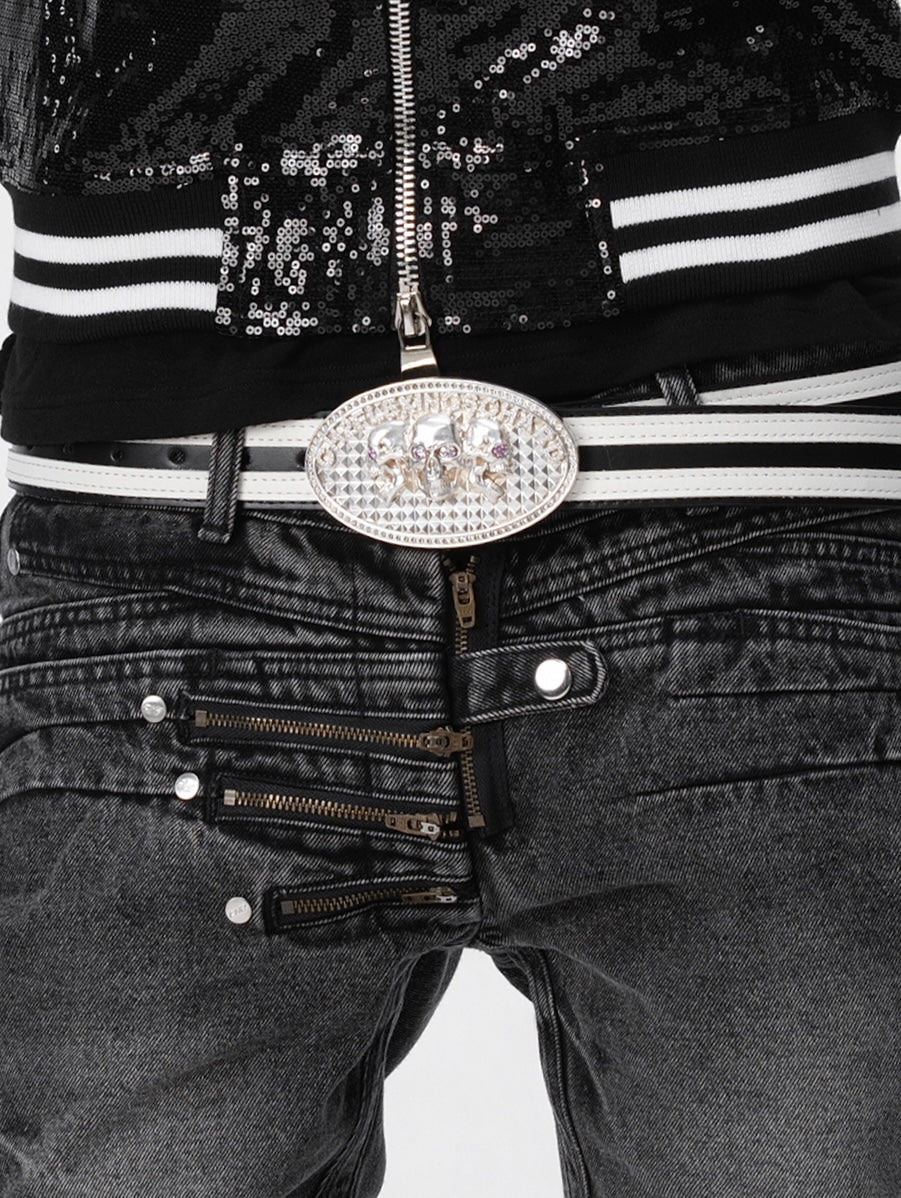 BOYPHO & QUYCO TRINITY SKULL LEATHER BELT (ONE OF ONE)