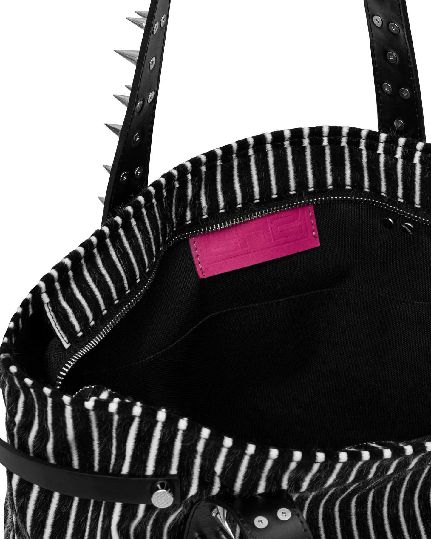 FUR STRIPE SPIKE TOTE
