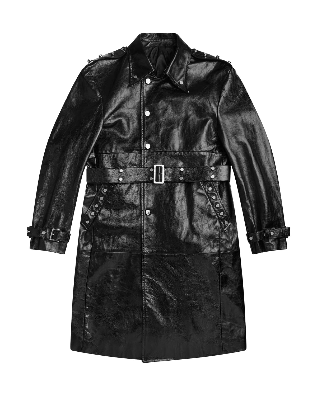</2 LEATHER STUDDED TRENCH COAT