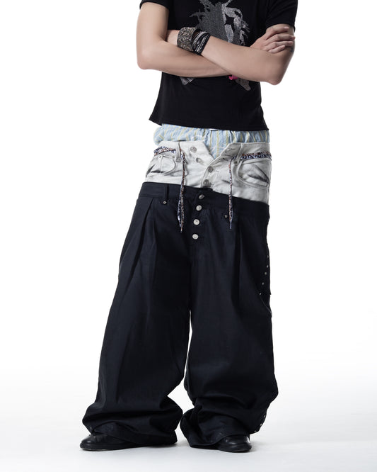 </2 DIRTY WHITE DOUBLE WAIST PANTS