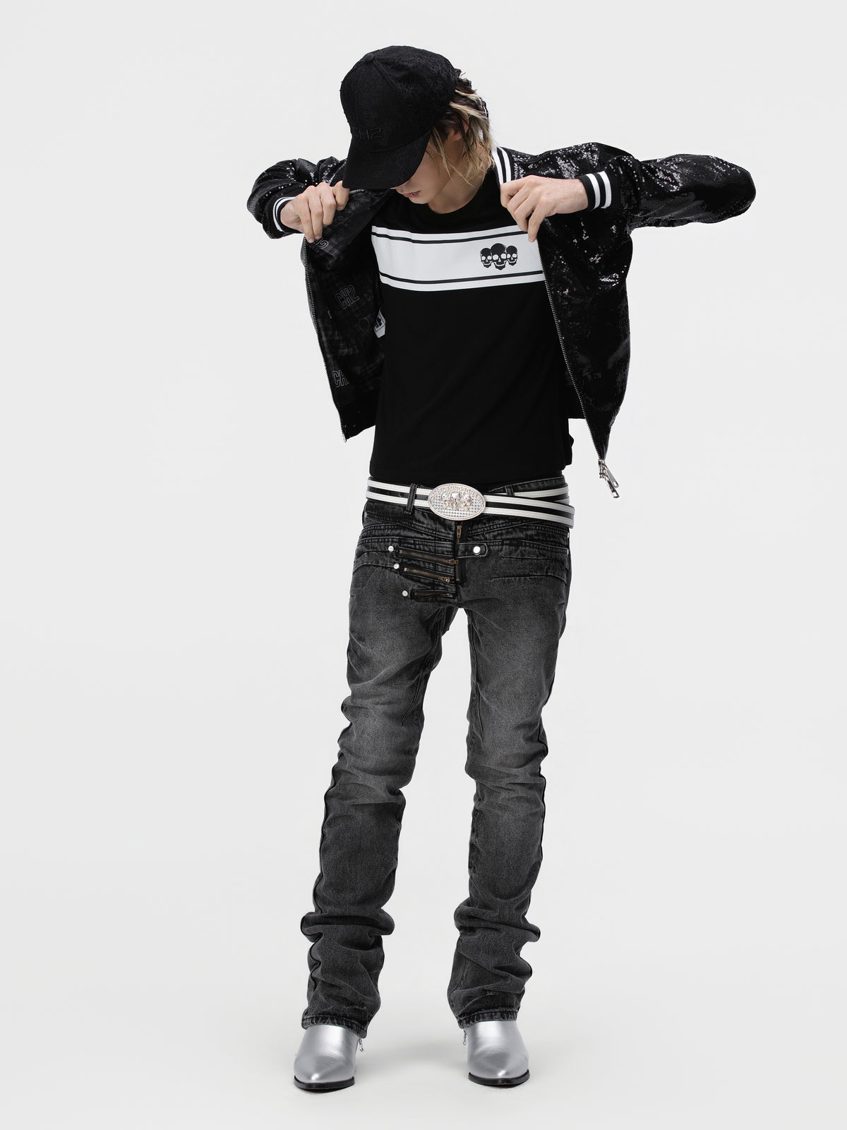 Asymmetric Hardware Skinny Jeans