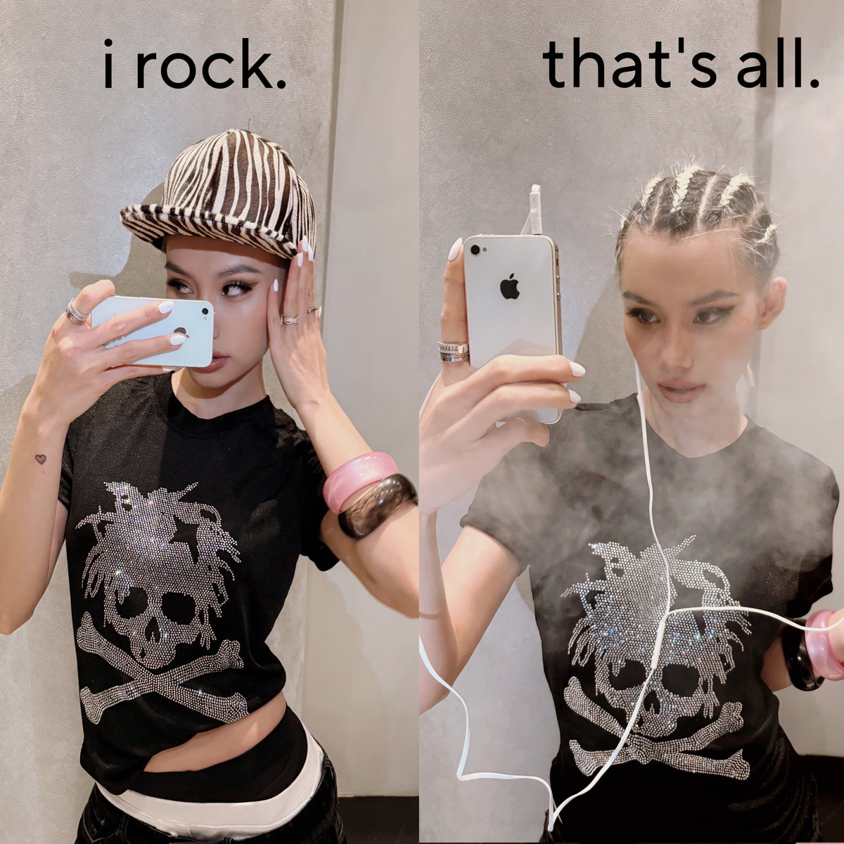 </2 SKULL RHINESTONES TSHIRT