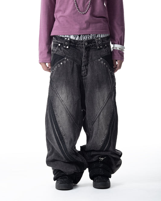 </2 DARK GREY TRACK JEANS