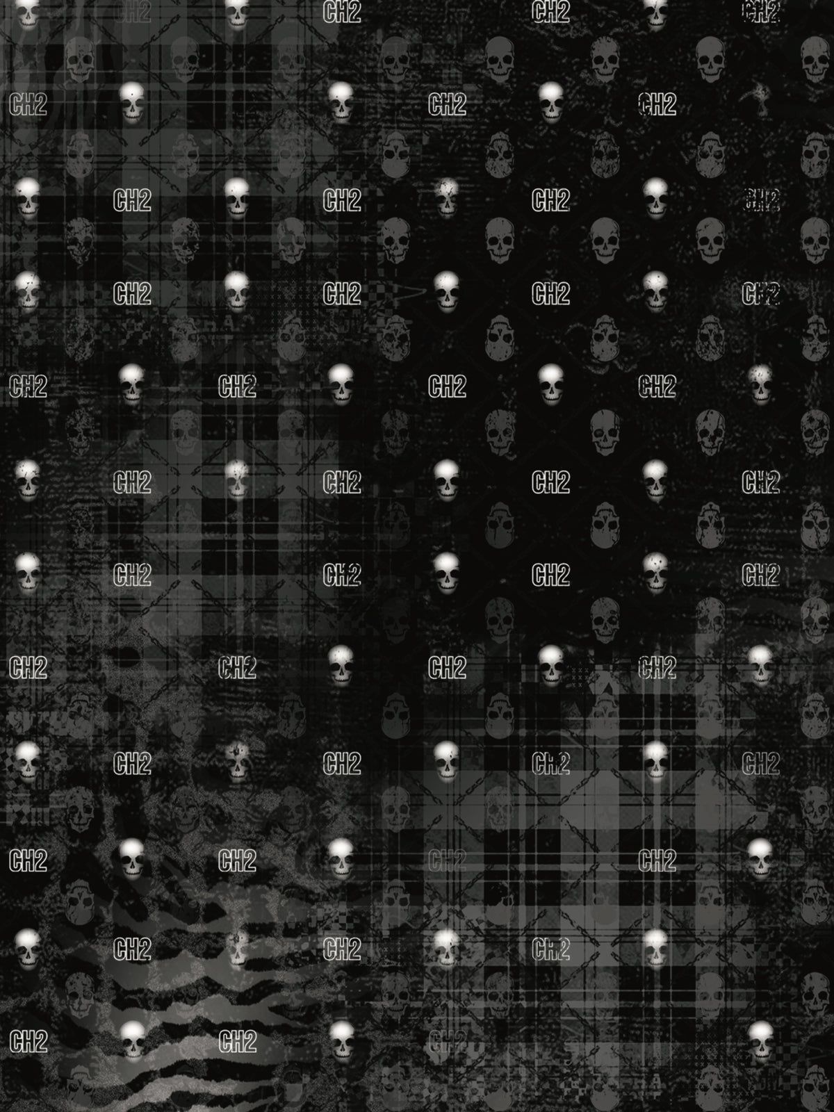 BOYPHO & QUYCO FADED SKULL SILK SCARF (BLACK)