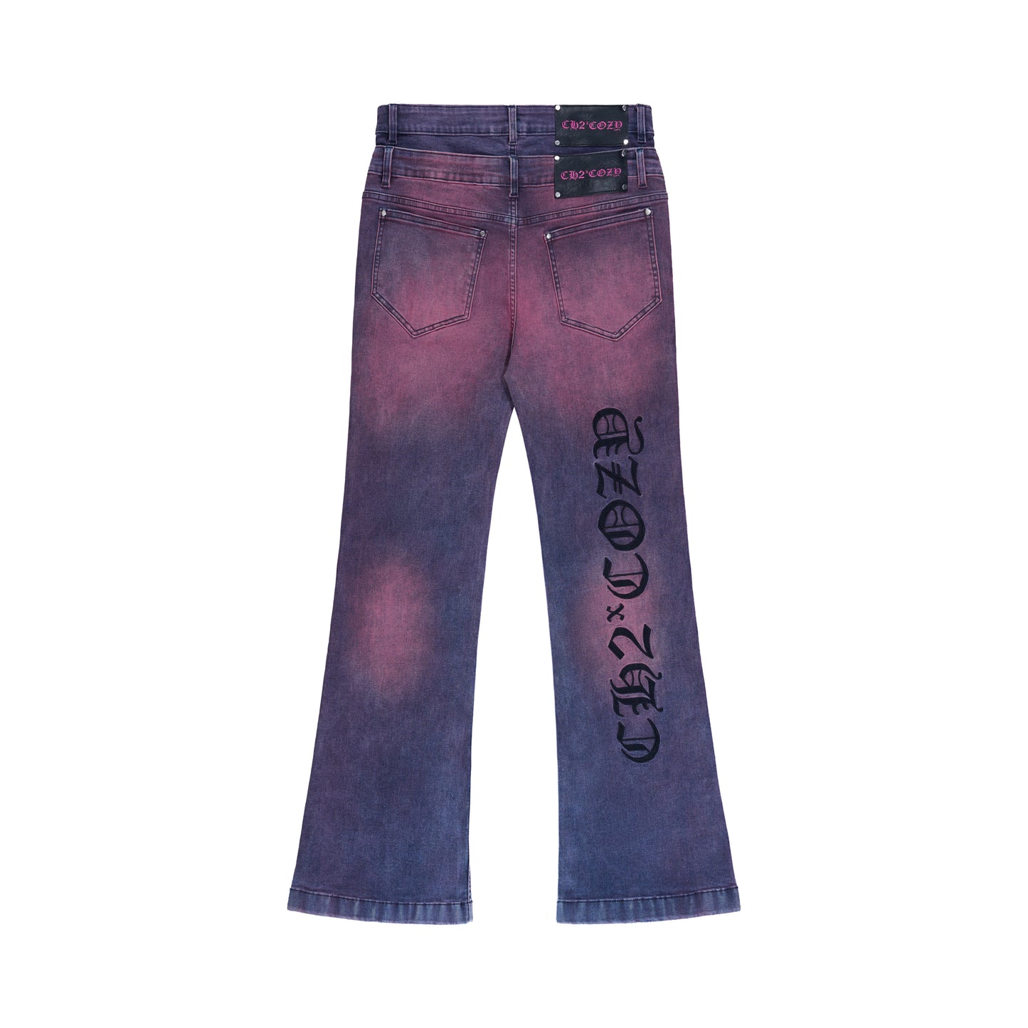 PINK DOUBLE C CROSS FLARE JEANS (CH2 X COZY)